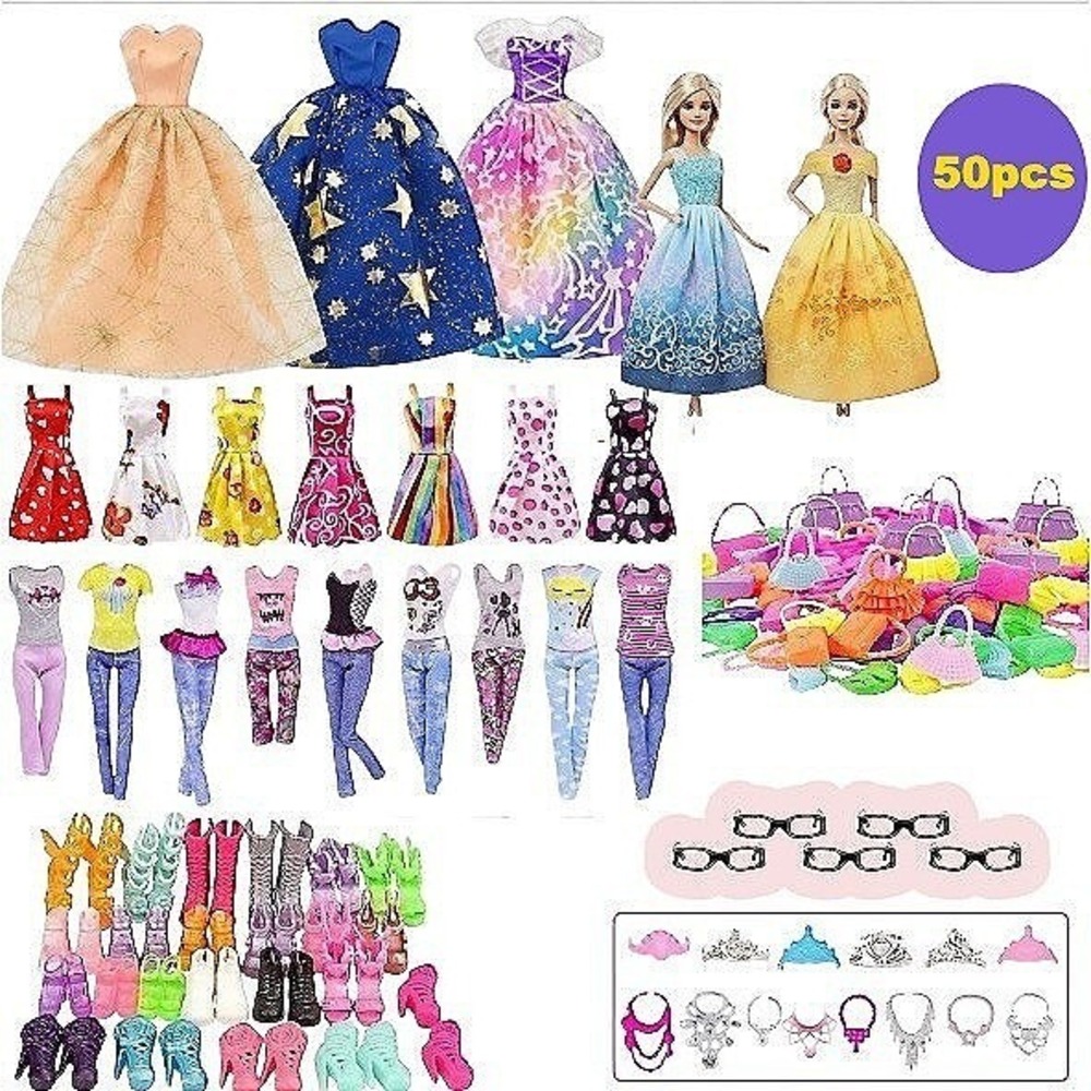 50pcs Doll Clothes Random Outfits Clothing Accessories For 11.5 in Fashion Doll